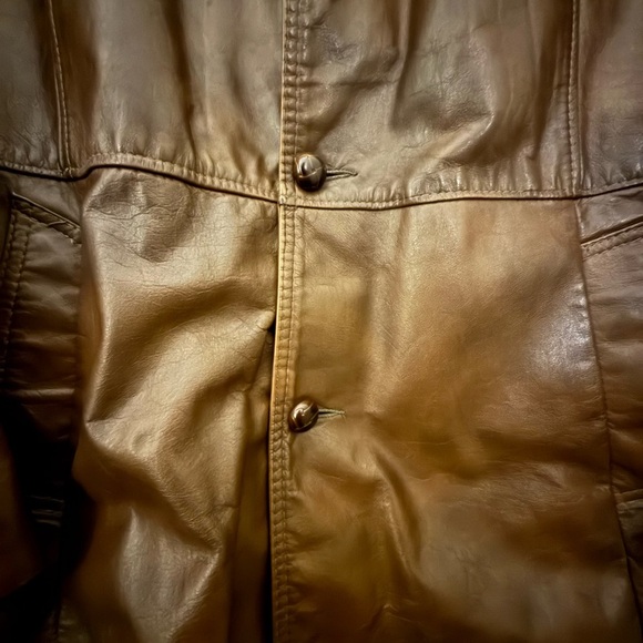 1950s Vintage REED SPORTSWEAR MEN Leather Jacket XL Brown BIKE Jacket - Picture 3 of 10